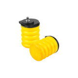 One-piece unit attached on one side used as an upgrade to factory bump stops
