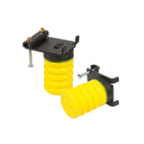 One-piece unit attached on one side used as an upgrade to factory bump stops